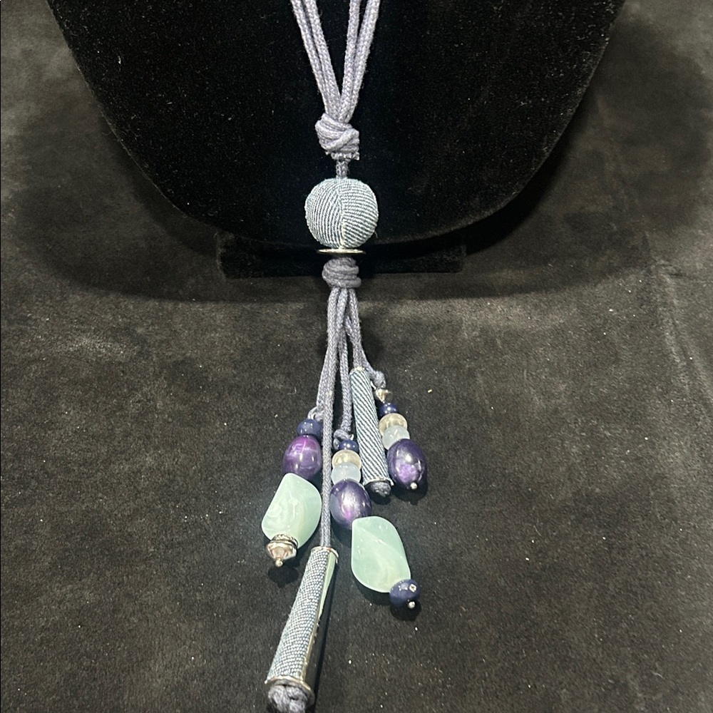 Christopher & Banks Blue and Silver Beaded Necklace - Picture 10 of 15